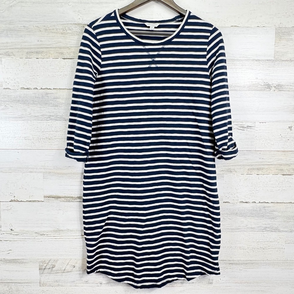 Lucky Brand Womens Striped 3/4‎ Sleeve T-Shirt Dress Navy Blue White Size Small